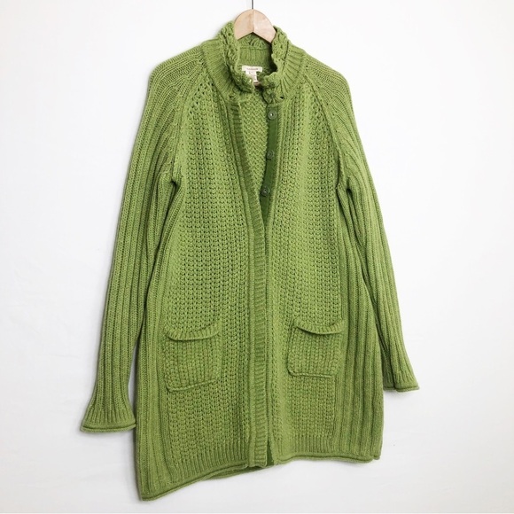 Sundance medium green cable knit, chunky lambswool Cardigan. - Picture 12 of 13